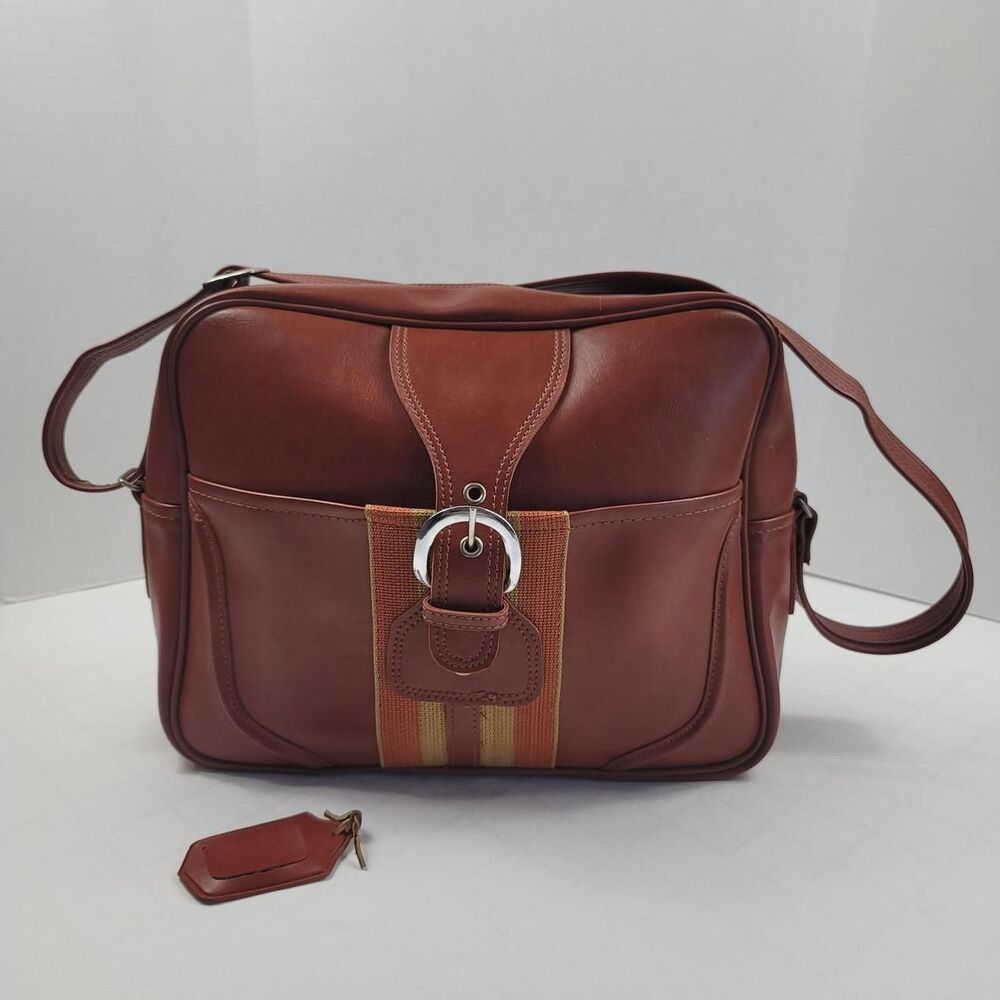 VTG 70's Atlantic Faux Leather Travel Shoulder Bag Purse Taiwan Boho Retro